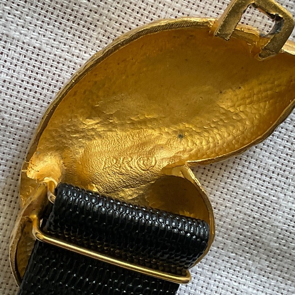 Vintage Rare  Doreen Ryan Gold Tone Double Snake Buckle Signed Adjustable Belt main image 3
